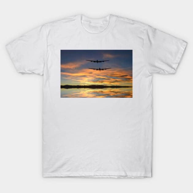 Sunset Lancasters T-Shirt by aviationart